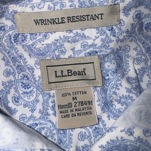L.L.Bean Blue Paisley button down Shirt women’s size medium - Picture 5 of 7